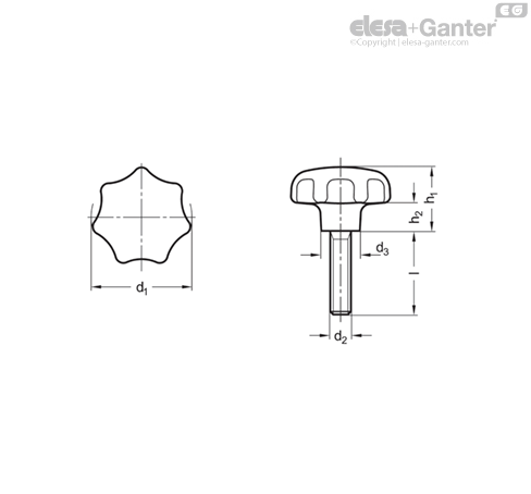 GN 6336.5-A4P Star Knobs Stainless steel precision casting AISI 316